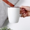 Kubki ceramiczne do kawy herbaty białe 400 ml zestaw kubków 4 sztuki VILDE 139674 Kubki ceramiczne do kawy herbaty białe 400 ml zestaw kubków 4 sztuki VILDE 139674