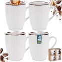 Kubki ceramiczne do kawy herbaty białe 400 ml zestaw kubków 4 sztuki VILDE 139674 Kubki ceramiczne do kawy herbaty białe 400 ml zestaw kubków 4 sztuki VILDE 139674