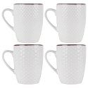 Kubki ceramiczne do kawy herbaty białe 400 ml zestaw kubków 4 sztuki VILDE 139674 Kubki ceramiczne do kawy herbaty białe 400 ml zestaw kubków 4 sztuki VILDE 139674