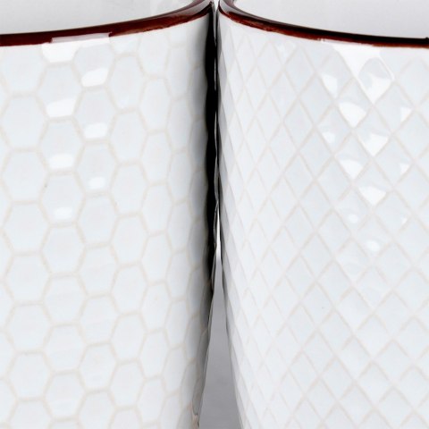 Kubki ceramiczne do kawy herbaty białe 400 ml zestaw kubków 4 sztuki VILDE 139674 Kubki ceramiczne do kawy herbaty białe 400 ml zestaw kubków 4 sztuki VILDE 139674