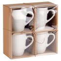 Kubki ceramiczne do kawy herbaty białe 400 ml zestaw kubków 4 sztuki VILDE 139674 Kubki ceramiczne do kawy herbaty białe 400 ml zestaw kubków 4 sztuki VILDE 139674