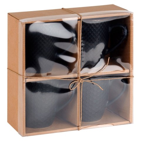 Kubki ceramiczne do kawy herbaty czarne 400 ml zestaw kubków 4 sztuki VILDE 139673 Kubki ceramiczne do kawy herbaty czarne 400 ml zestaw kubków 4 sztuki VILDE 139673