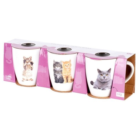 Kubki ceramiczne do kawy herbaty koty 220 ml zestaw kubków 3 sztuki EXCELLENT HOUSEWARE 139701 Kubki ceramiczne do kawy herbaty koty 220 ml zestaw kubków 3 sztuki EXCELLENT HOUSEWARE 139701