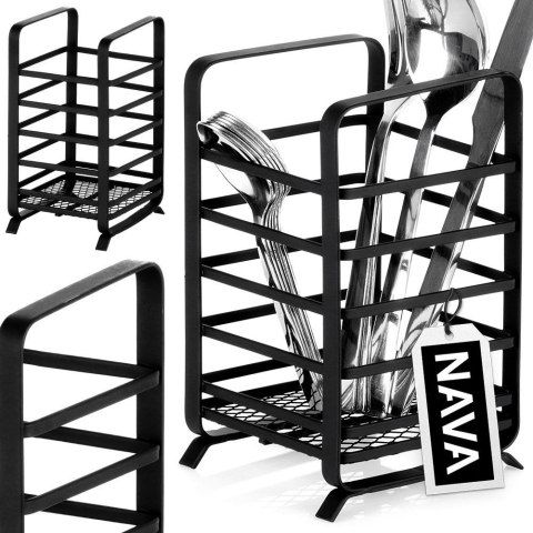 Ociekacz stojak na sztućce metalowy czarny MISTY 17.5cm NAVA 10-186-030