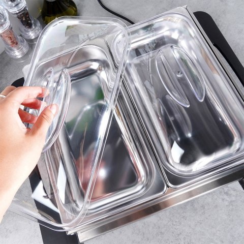 Podgrzewacz elektryczny do potraw stołowy bufetowy stalowy podwójny EXCELLENT ELECTRICS 139654