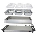 Podgrzewacz elektryczny do potraw stołowy bufetowy stalowy potrójny EXCELLENT ELECTRICS 870176