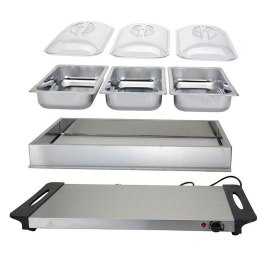 Podgrzewacz elektryczny do potraw stołowy bufetowy stalowy potrójny EXCELLENT ELECTRICS 870176