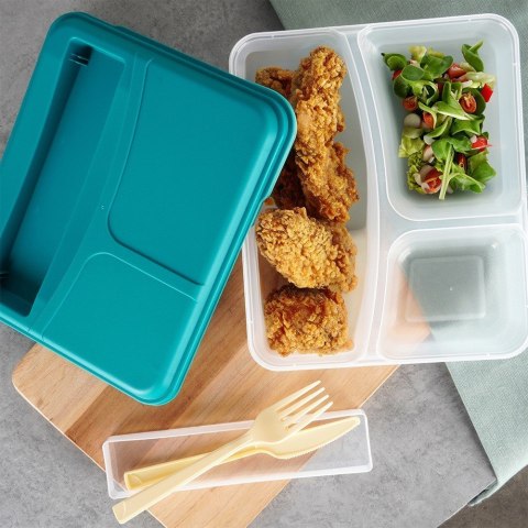 Pojemnik śniadaniowy na śniadanie żywność lunchbox dzielony ze sztućcami 1.3L EXCELLENT HOUSEWARE 229166 Pojemnik śniadaniowy na śniadanie żywność lunchbox dzielony ze sztućcami 1.3L EXCELLENT HOUSEWARE 229166