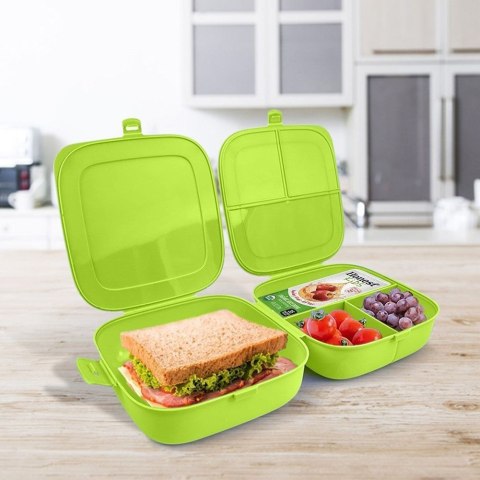 Pojemnik śniadaniowy obiadowy lunchbox z przegródkami zielony 2x700ml VILDE 259324 Pojemnik śniadaniowy obiadowy lunchbox z przegródkami zielony 2x700ml VILDE 259324