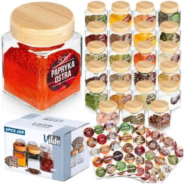 Pojemniki na przyprawy 24 szt 100ml pojemnik szklany + 90 etykiety VILDE 229194