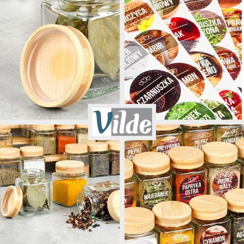Pojemniki na przyprawy 24 szt 100ml pojemnik szklany + 90 etykiety VILDE 229194 Pojemniki na przyprawy 24 szt 100ml pojemnik szklany + 90 etykiety VILDE 229194