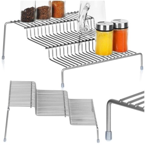 Półka kuchenna metalowa szara 3-poziomowa organizer 28x26x11cm STORAGE SOLUTIONS 229216