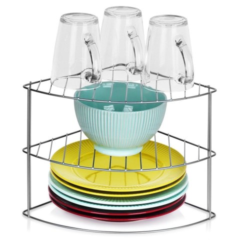 Półka kuchenna na naczynia metalowa szara narożna 23x23x21.5cm STORAGE SOLUTIONS 229215