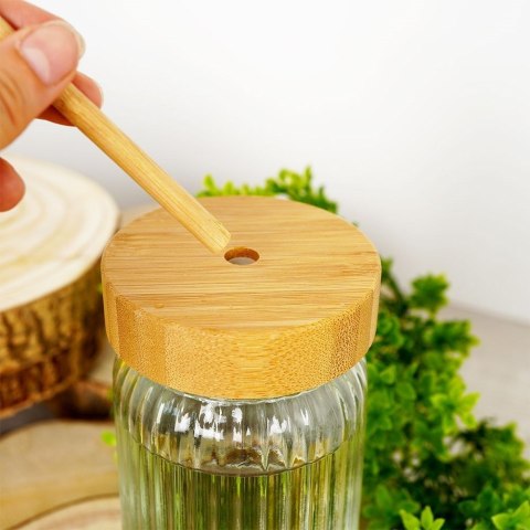 Słoik do picia napojów szklany z zakrętką i słomką grube szkło 500ml EXCELLENT HOUSEWARE 139177 Słoik do picia napojów szklany z zakrętką i słomką grube szkło 500ml EXCELLENT HOUSEWARE 139177