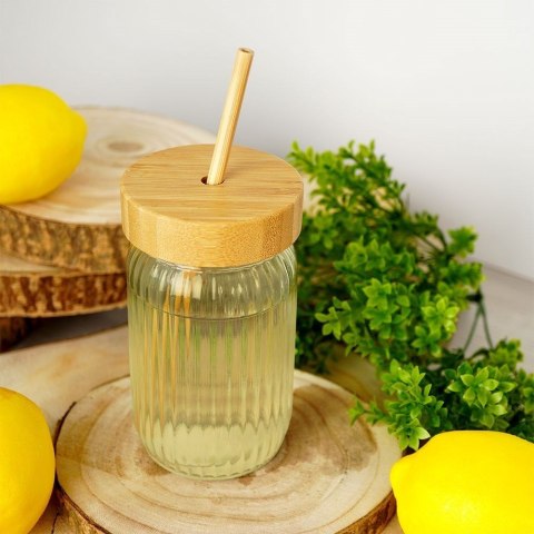 Słoik do picia napojów szklany z zakrętką i słomką grube szkło 500ml EXCELLENT HOUSEWARE 139177 Słoik do picia napojów szklany z zakrętką i słomką grube szkło 500ml EXCELLENT HOUSEWARE 139177