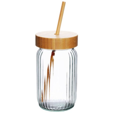 Słoik do picia napojów szklany z zakrętką i słomką grube szkło 500ml EXCELLENT HOUSEWARE 139177 Słoik do picia napojów szklany z zakrętką i słomką grube szkło 500ml EXCELLENT HOUSEWARE 139177