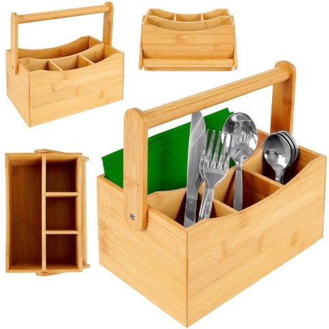 Stojak na sztućce sosy przyprawy organizer bambusowy grillowy VILDE 229068 Stojak na sztućce sosy przyprawy organizer bambusowy grillowy VILDE 229068