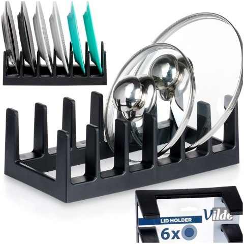 Stojak organizer na pokrywki talerze uniwersalny czarny 28x15x9cm VILDE 229084 Stojak organizer na pokrywki talerze uniwersalny czarny 28x15x9cm VILDE 229084