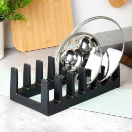 Stojak organizer na pokrywki talerze uniwersalny czarny 28x15x9cm VILDE 229084