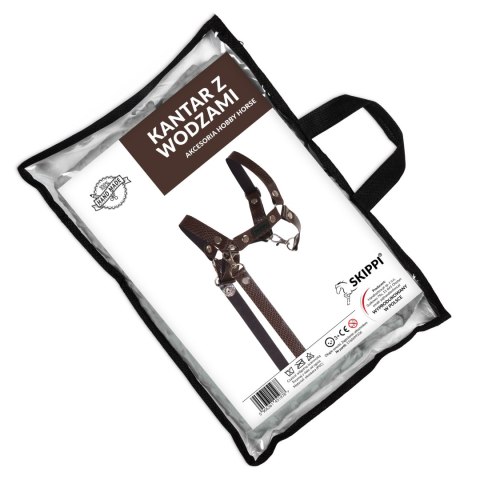 Skippi Kantar dla Hobby Horse - wodze, ekoskóra - brązowy ze wzorami boa Skippi Kantar dla Hobby Horse - wodze, ekoskóra - brązowy ze wzorami boa