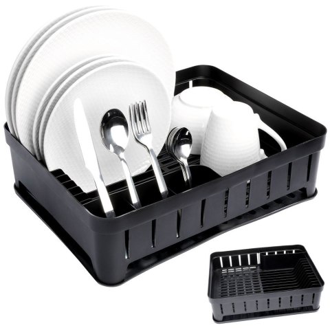 Suszarka do naczyń na naczynia stojąca plastikowa czarna 39.5x31x12cm VILDE 229061-C Suszarka do naczyń na naczynia stojąca plastikowa czarna 39.5x31x12cm VILDE 229061-C