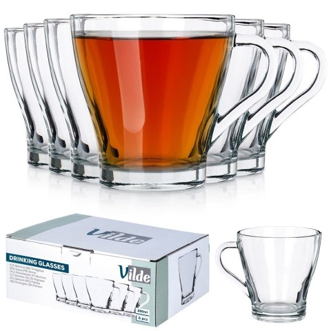 Szklanki do kawy herbaty z uchem 250ml 6 szt zestaw szklanek komplet VILDE 139613 Szklanki do kawy herbaty z uchem 250ml 6 szt zestaw szklanek komplet VILDE 139613