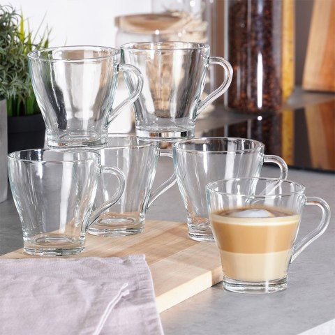 Szklanki do kawy herbaty z uchem 250ml 6 szt zestaw szklanek komplet VILDE 139613 Szklanki do kawy herbaty z uchem 250ml 6 szt zestaw szklanek komplet VILDE 139613