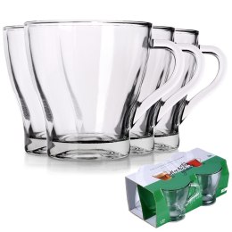 Szklanki do kawy herbaty z uchem 280ml 4 sztuki zestaw szklanek komplet EXCELLENT HOUSEWARE 139424