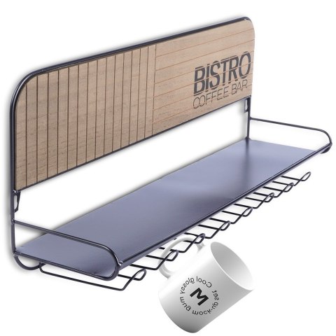 Wieszak na kieliszki kubki filiżanki ścienny półka uchwyt 48x12x20cm BISTRO VILDE 229102 Wieszak na kieliszki kubki filiżanki ścienny półka uchwyt 48x12x20cm BISTRO VILDE 229102