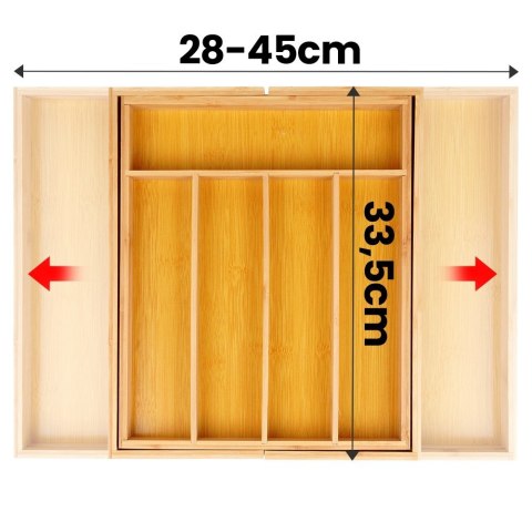 Wkład na sztućce do szuflady szuflad organizer rozsuwany bambusowy 35.5-54.5x45.5cm VILDE 229200 Wkład na sztućce do szuflady szuflad organizer rozsuwany bambusowy 35.5-54.5x45.5cm VILDE 229200