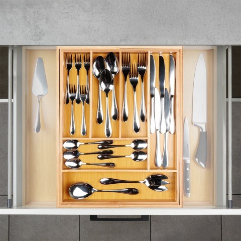 Wkład na sztućce do szuflady szuflad organizer rozsuwany bambusowy 35.5-54.5x45.5cm VILDE 229200 Wkład na sztućce do szuflady szuflad organizer rozsuwany bambusowy 35.5-54.5x45.5cm VILDE 229200