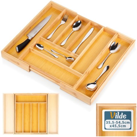 Wkład na sztućce do szuflady szuflad organizer rozsuwany bambusowy 35.5-54.5x45.5cm VILDE 229200 Wkład na sztućce do szuflady szuflad organizer rozsuwany bambusowy 35.5-54.5x45.5cm VILDE 229200