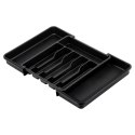 Wkład na sztućce do szuflady szuflad organizer rozsuwany czarny 33-56.5x37.5cm VILDE 229130 Wkład na sztućce do szuflady szuflad organizer rozsuwany czarny 33-56.5x37.5cm VILDE 229130