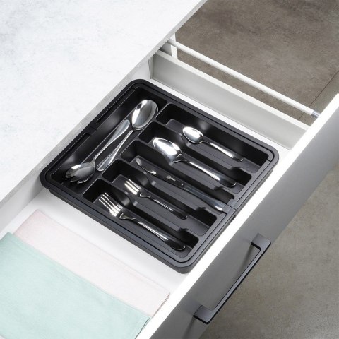 Wkład na sztućce do szuflady szuflad organizer rozsuwany czarny 33-56.5x37.5cm VILDE 229130 Wkład na sztućce do szuflady szuflad organizer rozsuwany czarny 33-56.5x37.5cm VILDE 229130