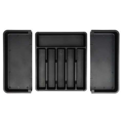 Wkład na sztućce do szuflady szuflad organizer rozsuwany czarny 33-56.5x37.5cm VILDE 229130 Wkład na sztućce do szuflady szuflad organizer rozsuwany czarny 33-56.5x37.5cm VILDE 229130