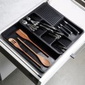 Wkład na sztućce do szuflady szuflad organizer rozsuwany czarny 40x31cm VILDE 229145 Wkład na sztućce do szuflady szuflad organizer rozsuwany czarny 40x31cm VILDE 229145