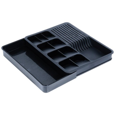 Wkład na sztućce do szuflady szuflad organizer rozsuwany czarny 40x31cm VILDE 229145 Wkład na sztućce do szuflady szuflad organizer rozsuwany czarny 40x31cm VILDE 229145