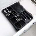Wkład na sztućce do szuflady szuflad organizer rozsuwany czarny 40x31cm VILDE 229145 Wkład na sztućce do szuflady szuflad organizer rozsuwany czarny 40x31cm VILDE 229145