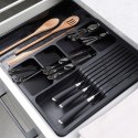 Wkład na sztućce do szuflady szuflad organizer rozsuwany czarny 40x31cm VILDE 229145 Wkład na sztućce do szuflady szuflad organizer rozsuwany czarny 40x31cm VILDE 229145