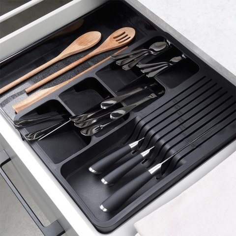 Wkład na sztućce do szuflady szuflad organizer rozsuwany czarny 40x31cm VILDE 229145 Wkład na sztućce do szuflady szuflad organizer rozsuwany czarny 40x31cm VILDE 229145