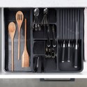 Wkład na sztućce do szuflady szuflad organizer rozsuwany czarny 40x31cm VILDE 229145 Wkład na sztućce do szuflady szuflad organizer rozsuwany czarny 40x31cm VILDE 229145
