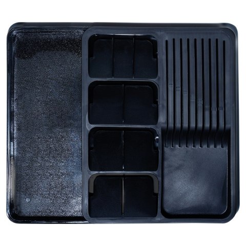 Wkład na sztućce do szuflady szuflad organizer rozsuwany czarny 40x31cm VILDE 229145 Wkład na sztućce do szuflady szuflad organizer rozsuwany czarny 40x31cm VILDE 229145