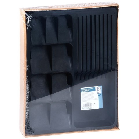 Wkład na sztućce do szuflady szuflad organizer rozsuwany czarny 40x31cm VILDE 229145 Wkład na sztućce do szuflady szuflad organizer rozsuwany czarny 40x31cm VILDE 229145