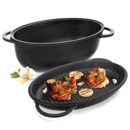 Brytfanna gęsiarka z pokrywką do piekarnika granitowa 2w1 GRANDE 10L 43x28cm ORION 127029