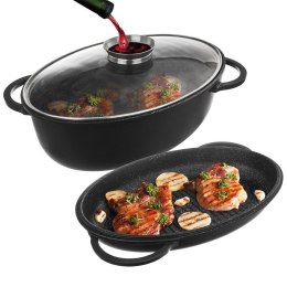 Brytfanna gęsiarka z pokrywką do piekarnika granitowa 3w1 GRANDE 10L 43x28cm ORION 127027