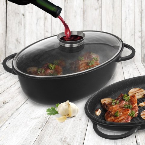 Brytfanna gęsiarka z pokrywką do piekarnika granitowa 3w1 GRANDE 10L 43x28cm ORION 127027 Brytfanna gęsiarka z pokrywką do piekarnika granitowa 3w1 GRANDE 10L 43x28cm ORION 127027