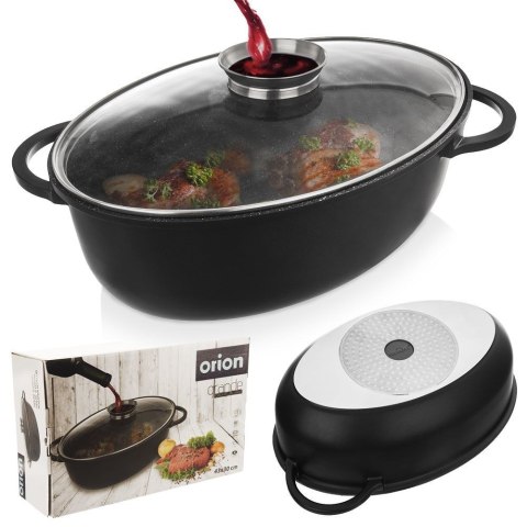 Brytfanna gęsiarka z pokrywką do piekarnika granitowa owalna GRANDE 8L 45x27.5cm ORION 127028 Brytfanna gęsiarka z pokrywką do piekarnika granitowa owalna GRANDE 8L 45x27.5cm ORION 127028