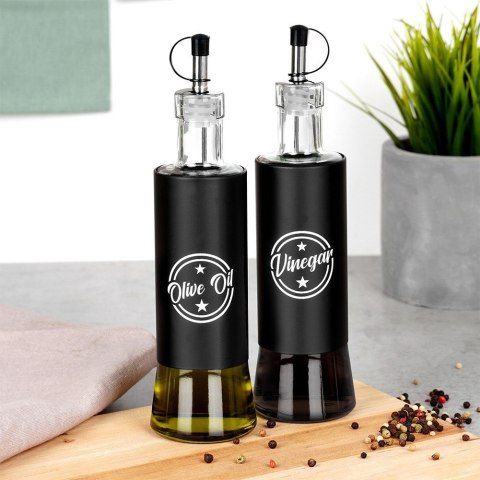 Butelki na oliwę i ocet do oliwy octu szklane czarne 300ml 2 szt VILDE 229128 Butelki na oliwę i ocet do oliwy octu szklane czarne 300ml 2 szt VILDE 229128