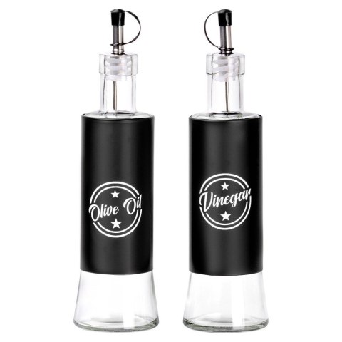 Butelki na oliwę i ocet do oliwy octu szklane czarne 300ml 2 szt VILDE 229128 Butelki na oliwę i ocet do oliwy octu szklane czarne 300ml 2 szt VILDE 229128