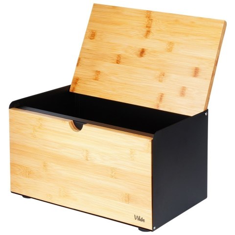 Chlebak drewniany metalowy czarny podwójna pokrywa 35.5x22x20.5cm VILDE 259620 Chlebak drewniany metalowy czarny podwójna pokrywa 35.5x22x20.5cm VILDE 259620